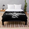 Ojibwe plush blanket with traditional thunderbird design