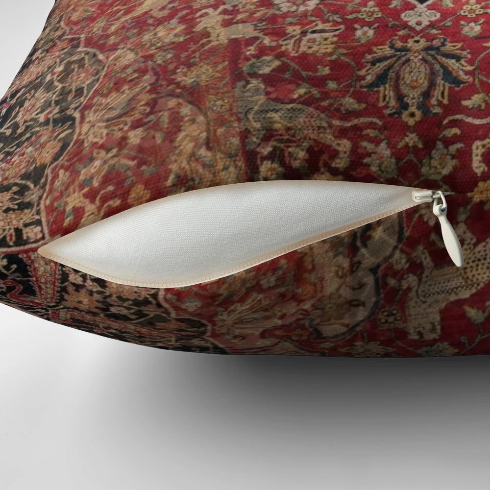 Decorative throw pillow with traditional Persian carpet design