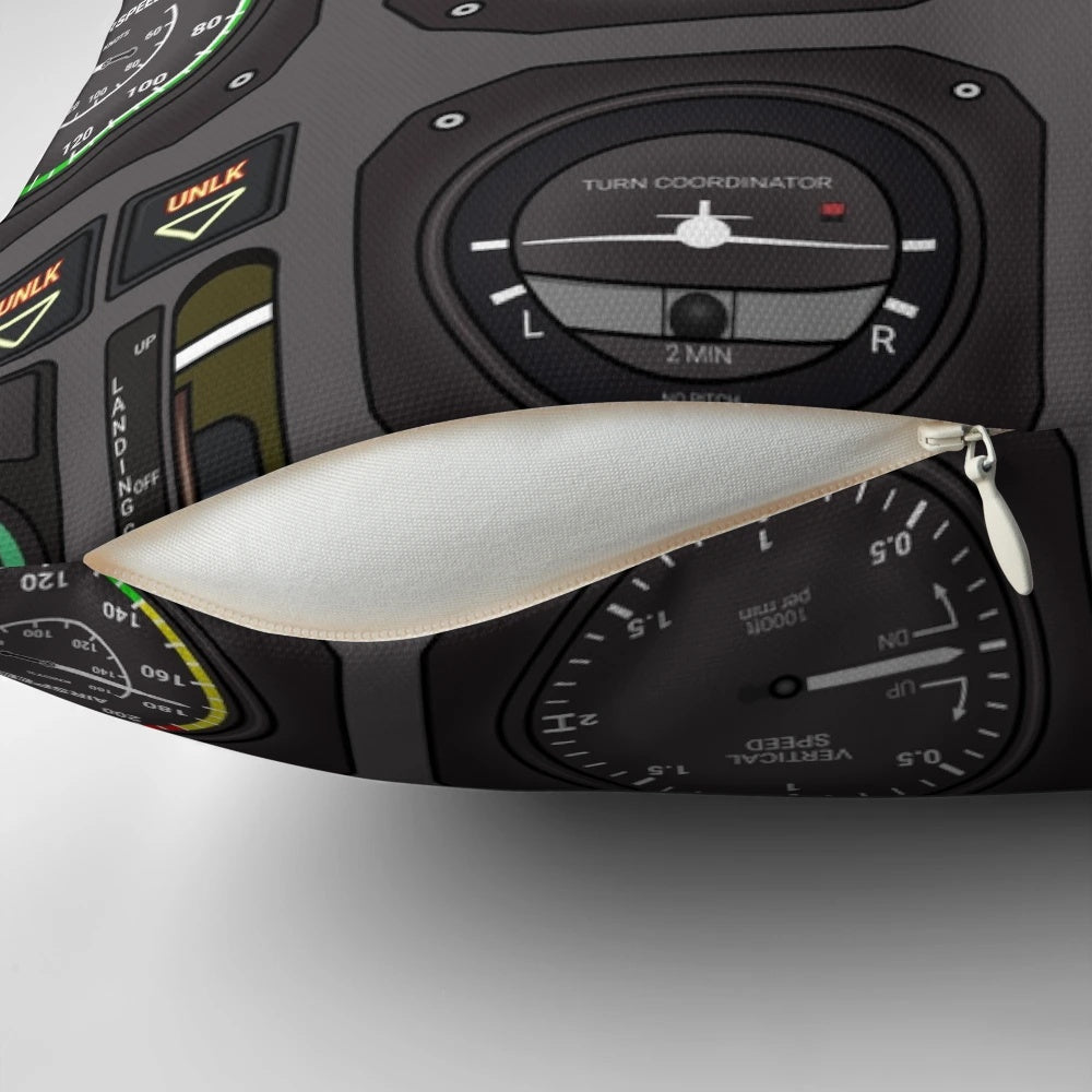 Pillow featuring realistic pilot flight instruments and aviation design for pilots and aviation enthusiasts