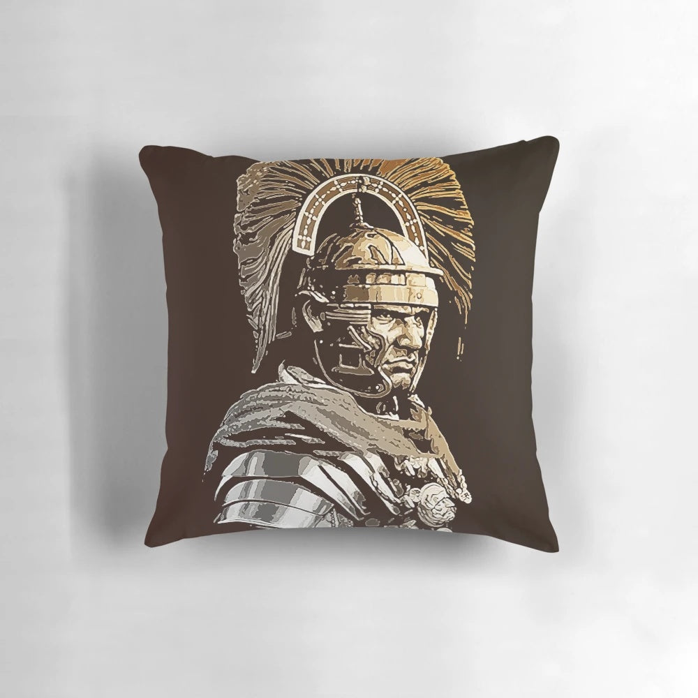 A detailed portrait of a Roman centurion, showcasing the intricate armor and helmet of an ancient Roman soldier.