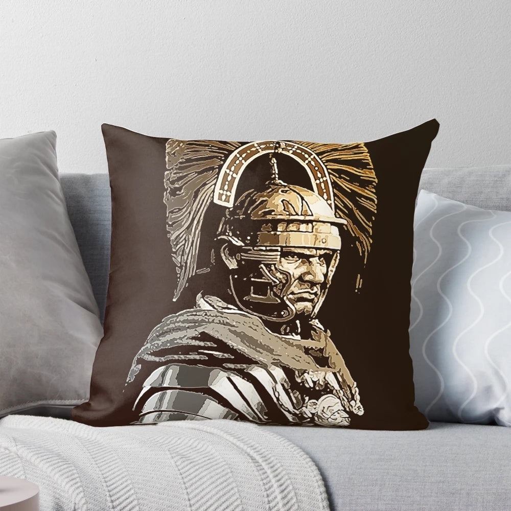 A detailed portrait of a Roman centurion, showcasing the intricate armor and helmet of an ancient Roman soldier.