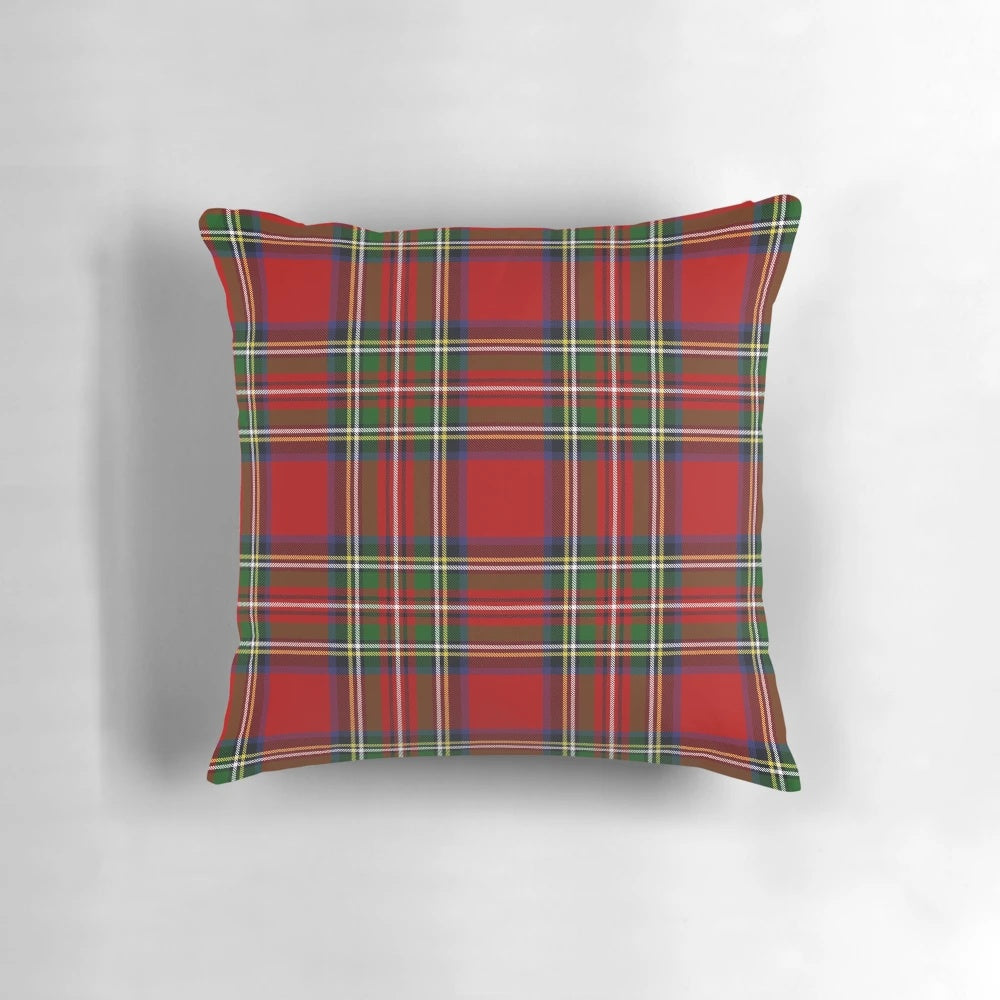 Royal Stewart tartan plaid pillow featuring a classic Scottish clan pattern