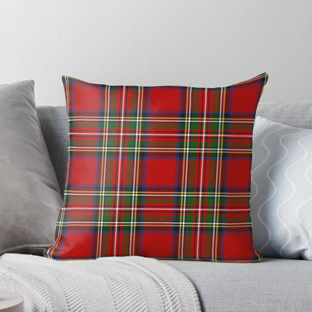 Royal Stewart tartan plaid pillow featuring a classic Scottish clan pattern