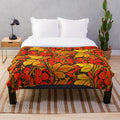 Traditional Russian Khokhloma Berries Plush Blanket