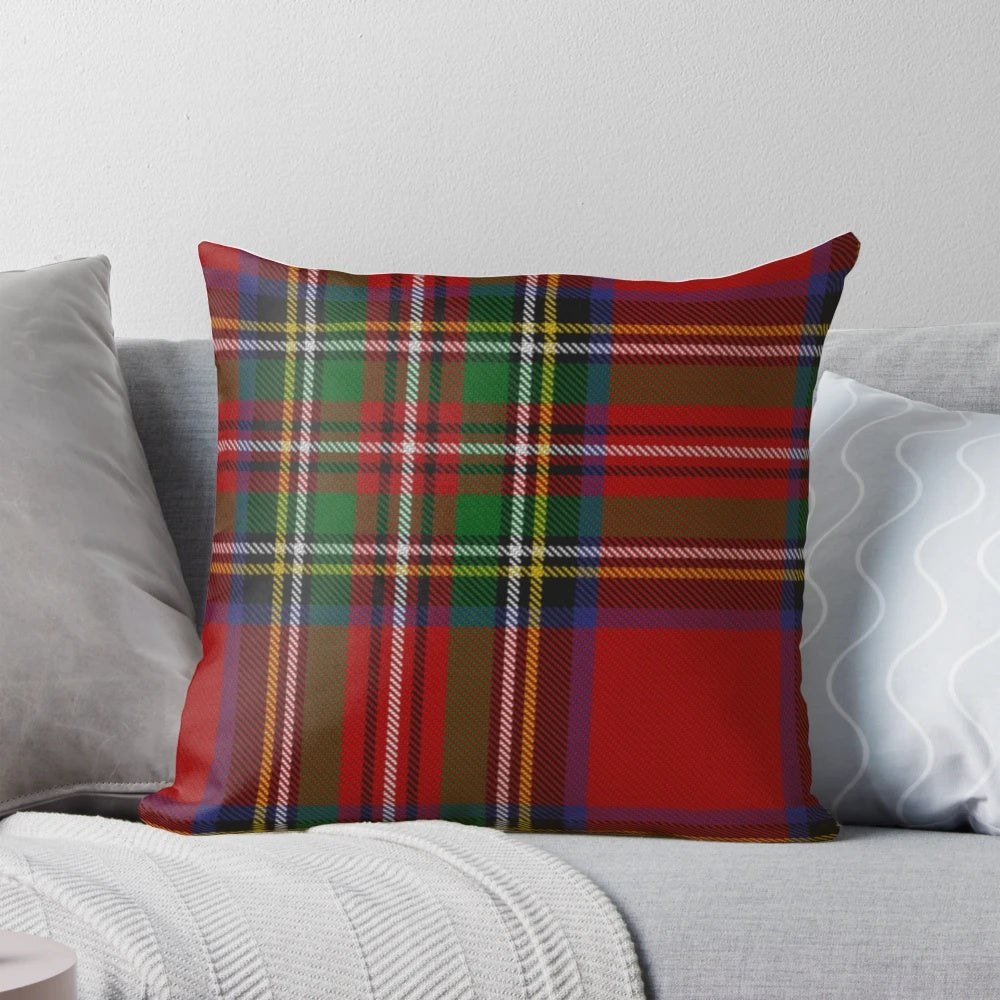 Royal Stewart tartan pattern pillow with red, green, and blue colors