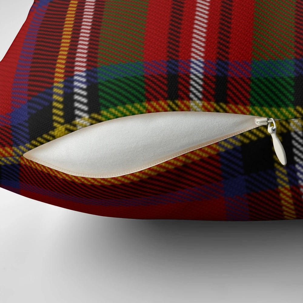 Royal Stewart tartan pattern pillow with red, green, and blue colors