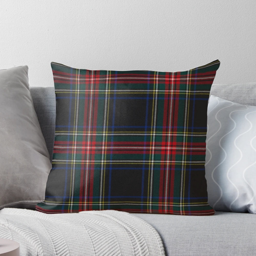 Stewart Black Scottish Tartan Pillow