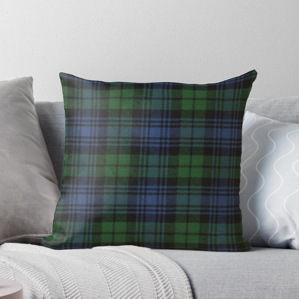 Black Watch ancient Scottish tartan pattern printed on a high-quality pillow