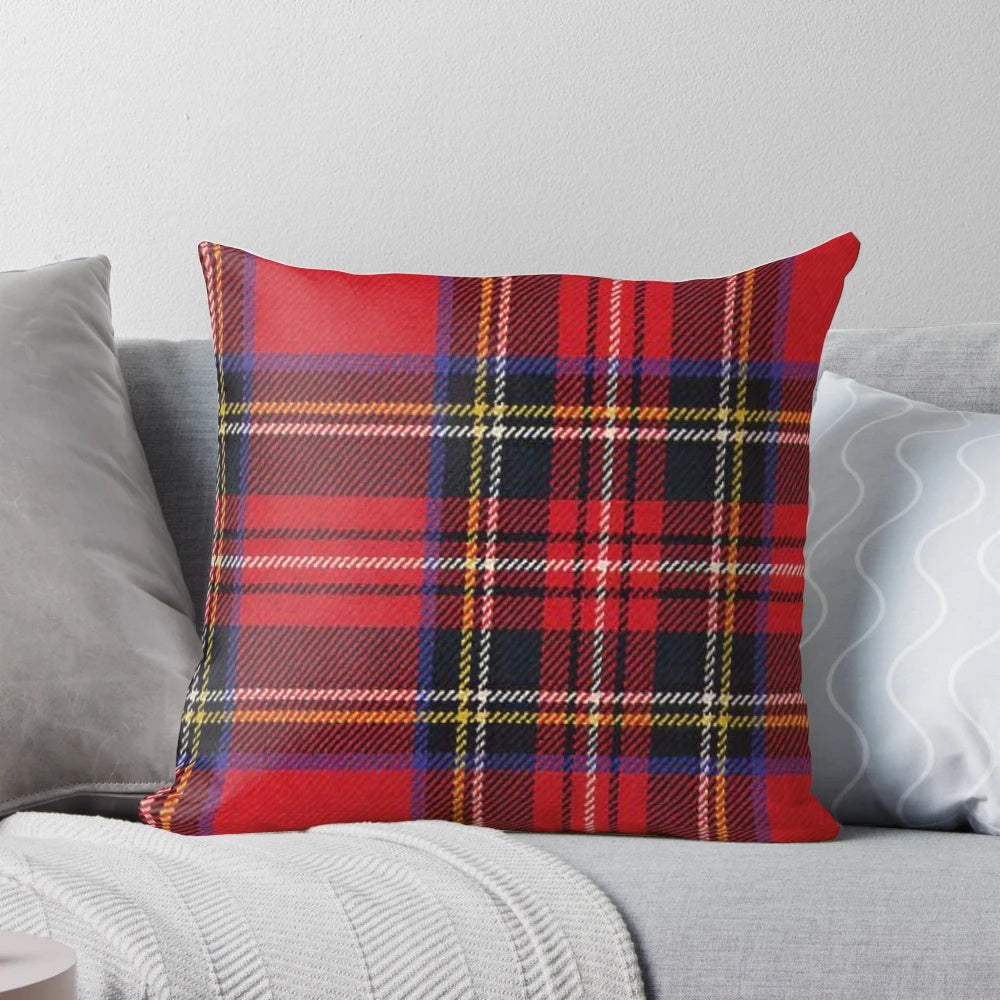 Pillow featuring the iconic Royal Stewart Scottish tartan pattern