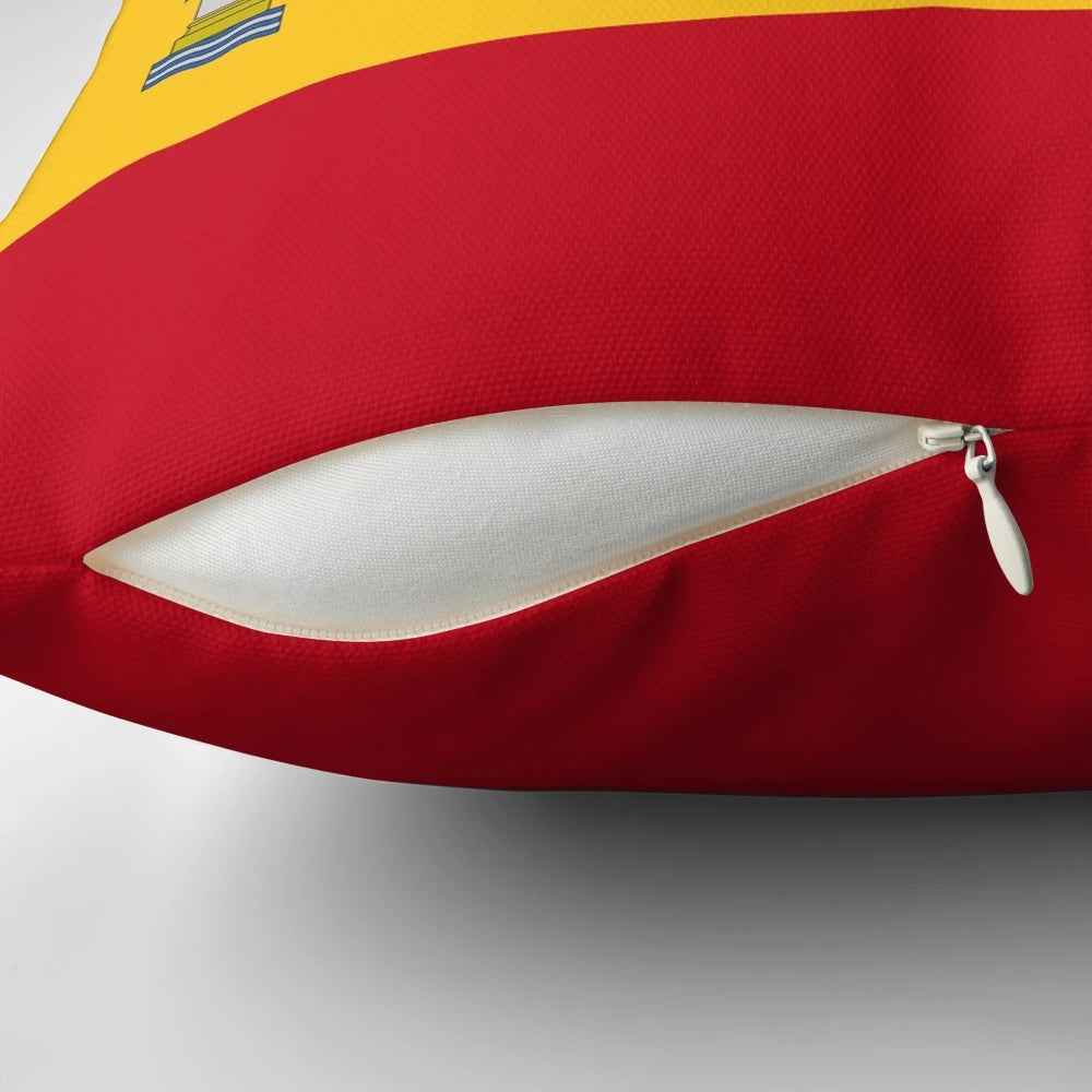 Vibrant Spanish flag pillow for patriotic home decor
