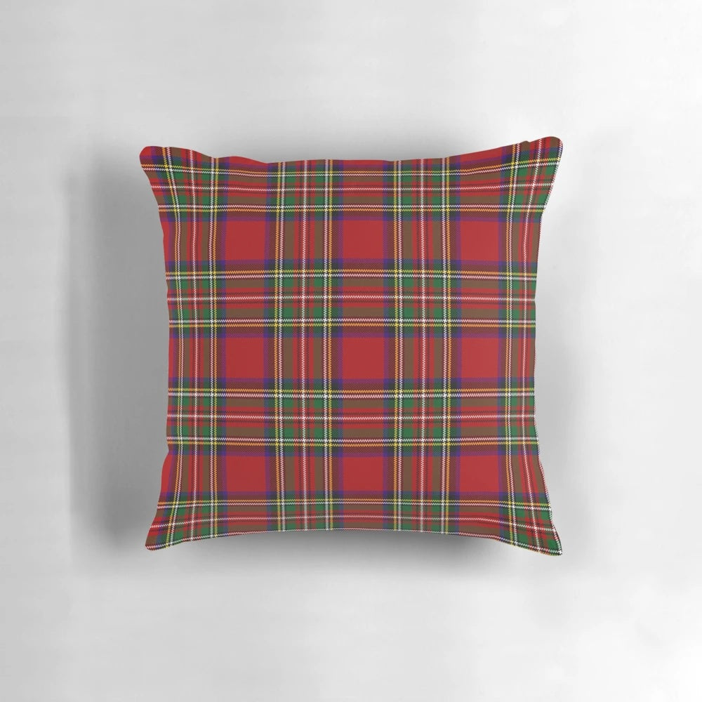 Red Tartan Pillow with the Traditional Stewart Clan Tartan Pattern