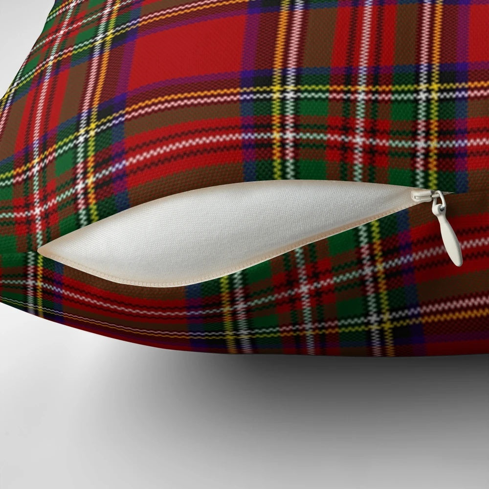 Red Tartan Pillow with the Traditional Stewart Clan Tartan Pattern