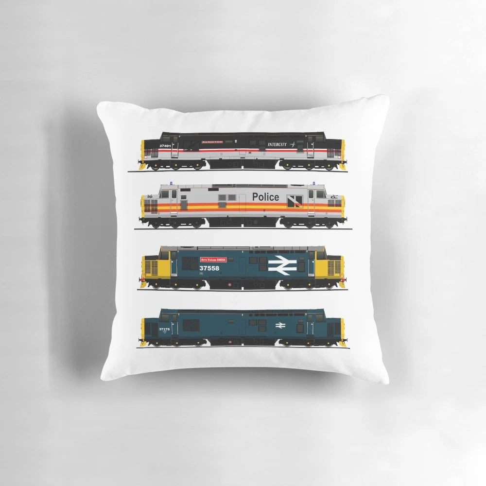 Class 37 locomotive-inspired pillow for railway and train enthusiasts