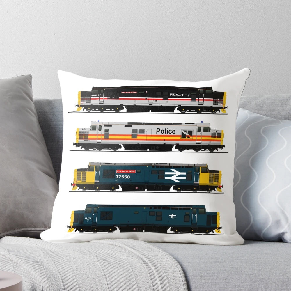 Class 37 locomotive-inspired pillow for railway and train enthusiasts
