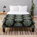 Traditional Norwegian Telemark rosemaling design plush blanket