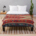Antique Turkish Carpet Kilim Inspired Plush Blanket