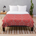 Ukrainian embroidered vyshyvanka plush blanket with traditional slavic folk art design