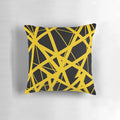 A colorful pillow featuring the iconic Van Halen "Bumblebee" guitar design, perfect for home decor and music enthusiasts.