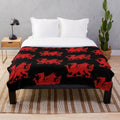 Cozy red dragon plush blanket showcasing the iconic Welsh dragon symbol