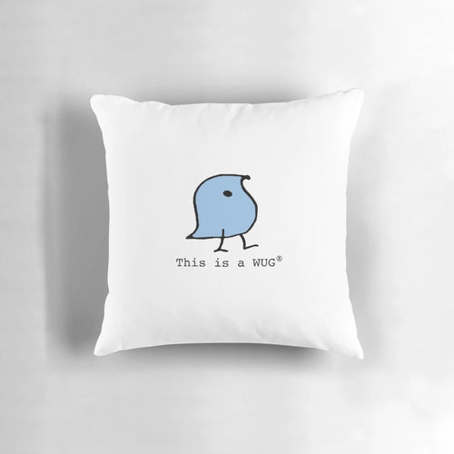 Blue "WUG (R)" pillow, a must-have item for linguistics enthusiasts