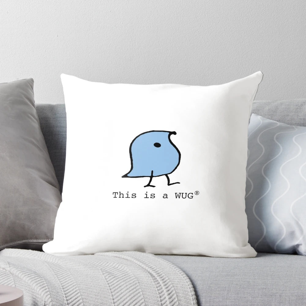 Blue "WUG (R)" pillow, a must-have item for linguistics enthusiasts