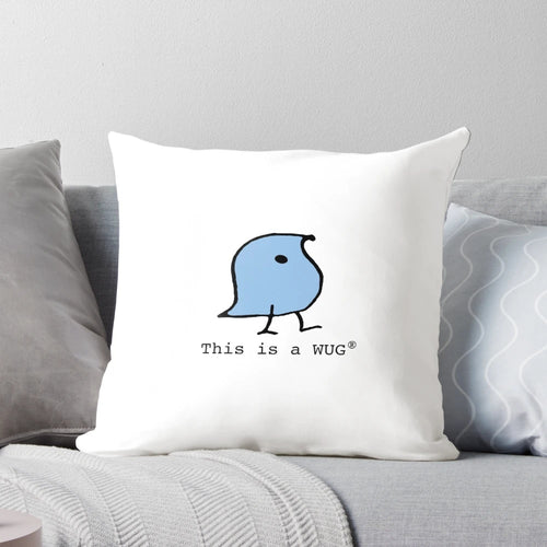 Blue "WUG (R)" pillow, a must-have item for linguistics enthusiasts