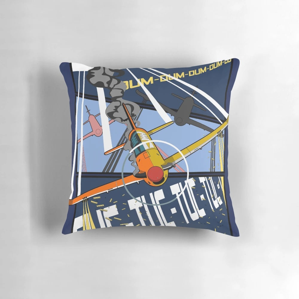 Plush military fighter aircraft pillow perfect for war history buffs and aviation fans.