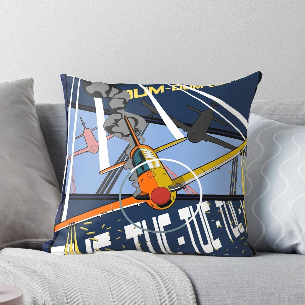 Plush military fighter aircraft pillow perfect for war history buffs and aviation fans.