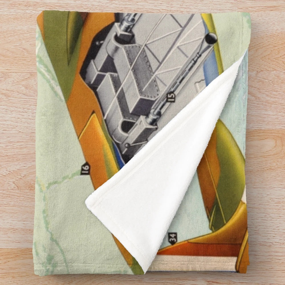 Soft and cozy plush blanket featuring the iconic WWII Spitfire aircraft