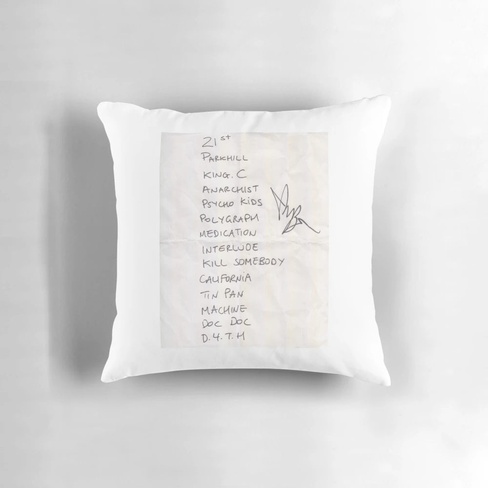 YUNGBLUD tour setlist pillow, signed by Dominic Harrison
