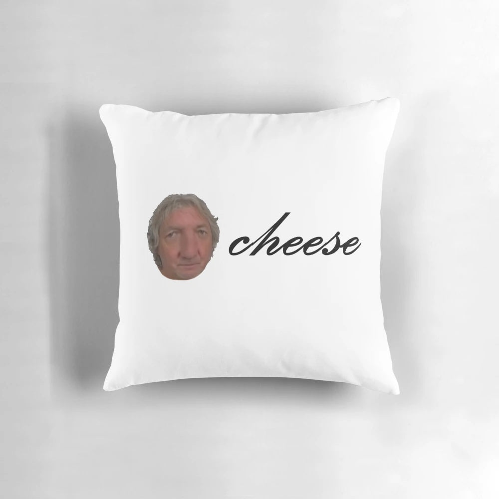 A plush, quality pillow featuring an image of James May, the popular automotive personality from Top Gear.