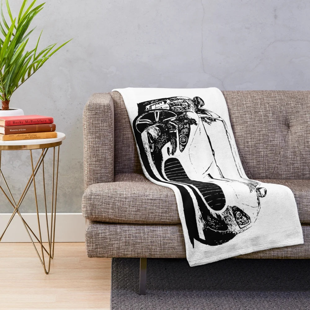 Maserati Gran Turismo inspired automotive sketch plush blanket