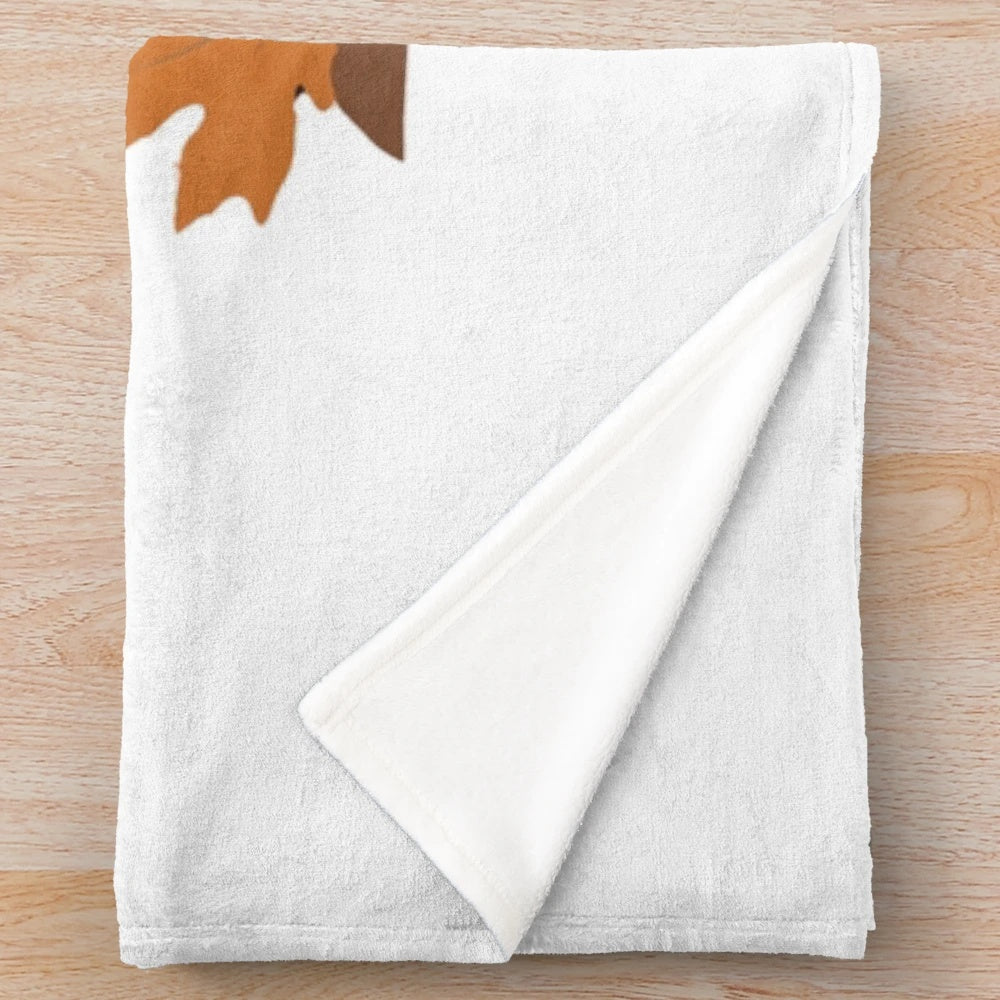 Autumn animal art plush blanket featuring a cute hedgehog in a fall forest scene
