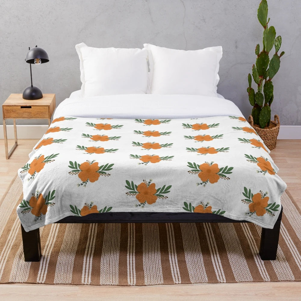 Autumn floral design plush blanket