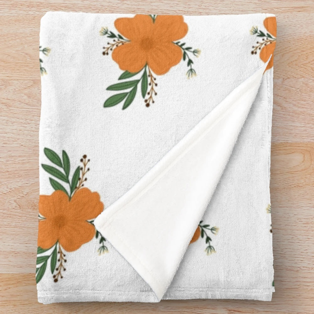 Autumn floral design plush blanket