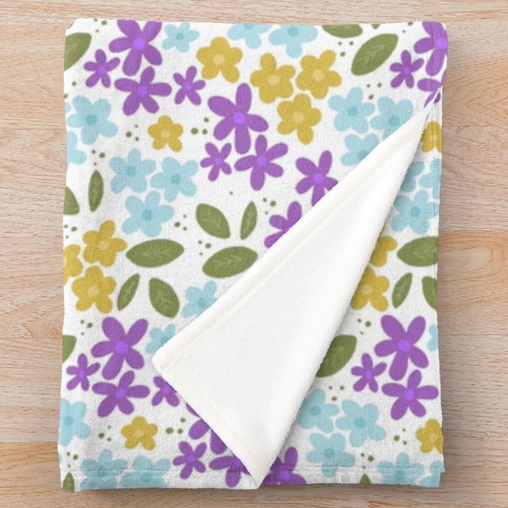 Autumn floral plush blanket with a variety of fall flowers