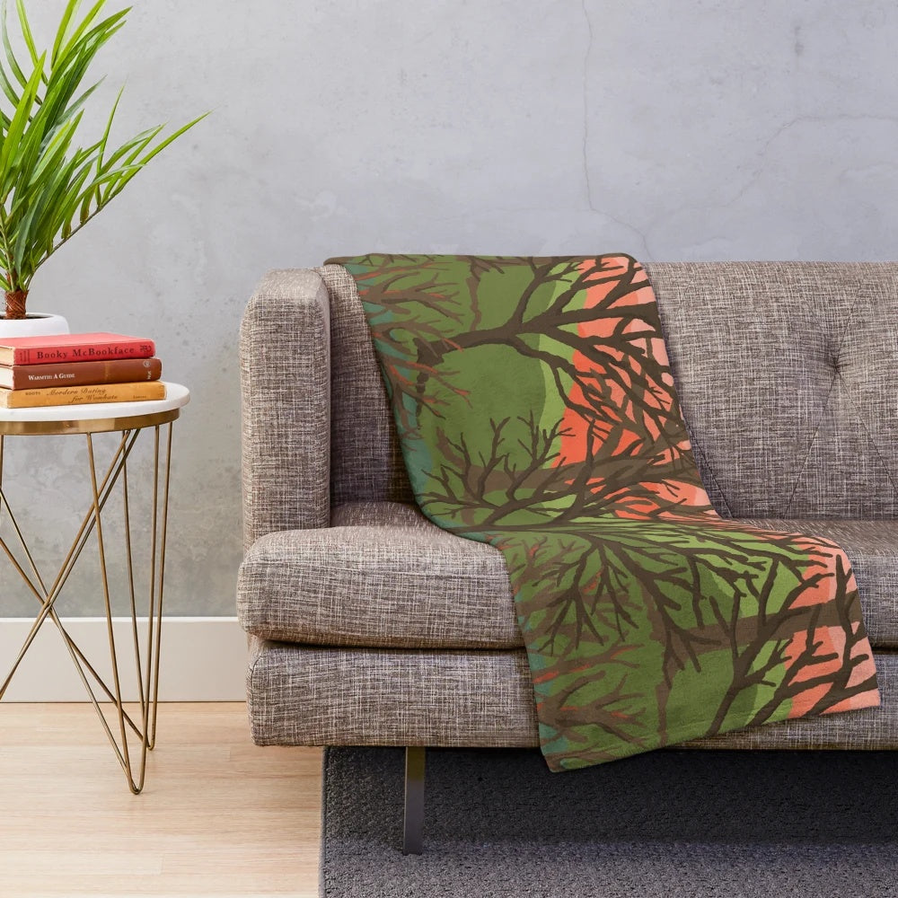 Autumn Forest Patterned Plush Blanket
