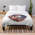Beautiful autumn-themed plush blanket featuring a horse design against a harvest moon backdrop