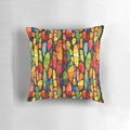Vibrantly colored autumn inspired pattern pillow with a Hundertwasser art style