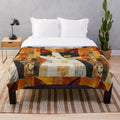 Cozy plush blanket with a whimsical cat pattern, perfect for fall