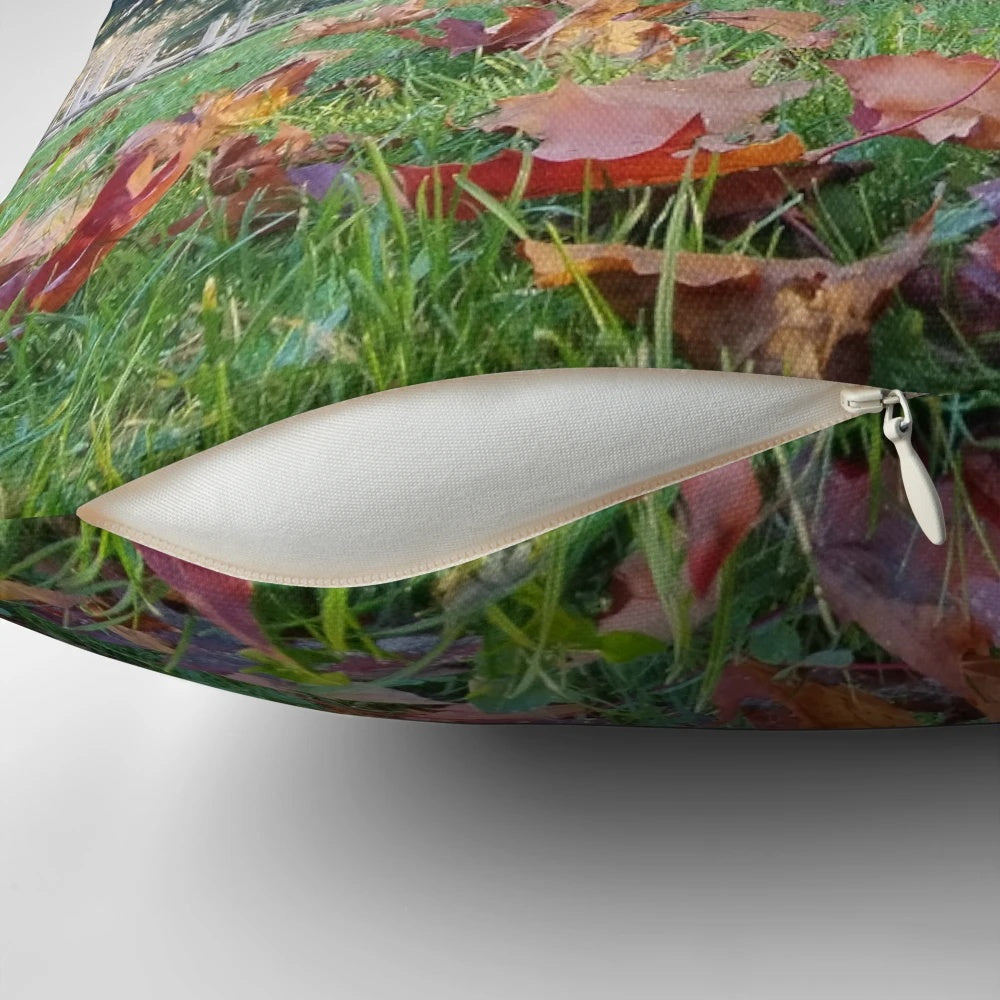 Autumn landscape pine pillow with vibrant fall colors