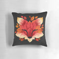 Autumn leaves and fox collage design on a decorative throw pillow