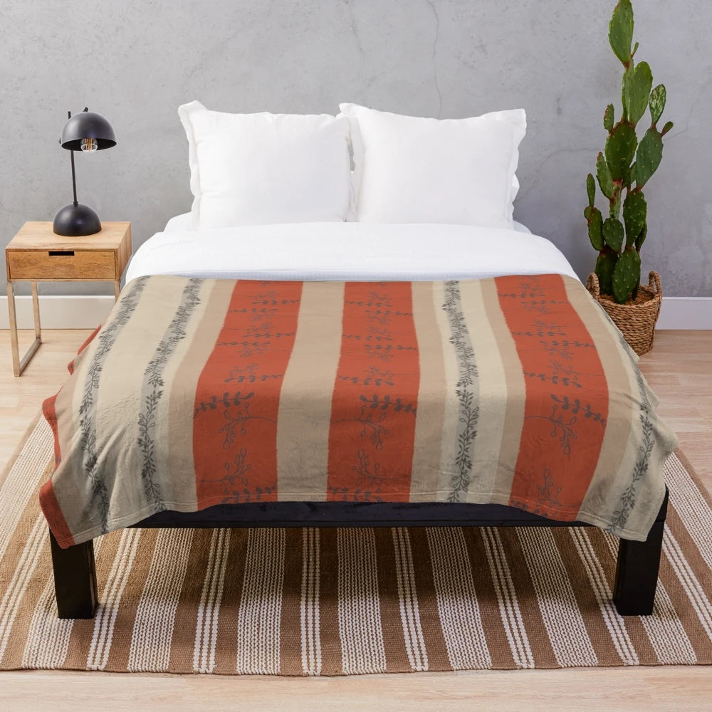 Autumn leaves plush blanket with rust, brown, and tan colors