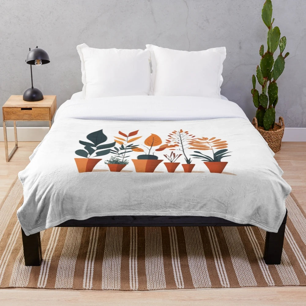 Autumn nature inspired minimalist art plush blanket