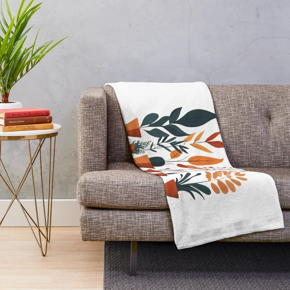 Autumn nature inspired minimalist art plush blanket