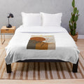 Autumn nature inspired minimalist plush blanket with leaf pattern