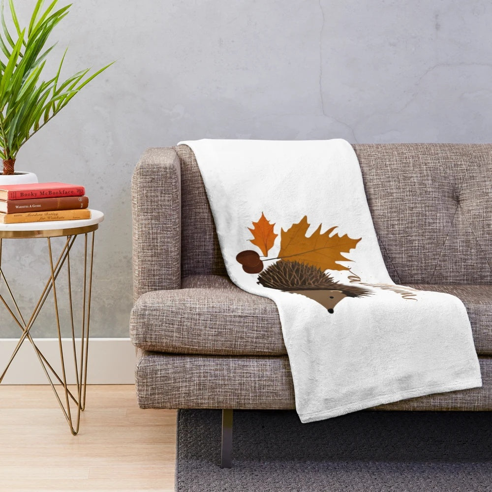 Autumn Nature Plush Blanket featuring minimalist fall inspired art design