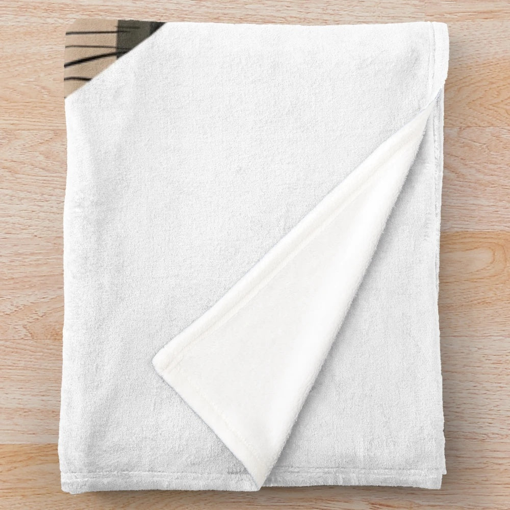 Autumn nature inspired plush blanket with minimalist floral design