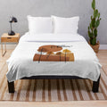 Autumn nature plush blanket with a minimalist leaf pattern design