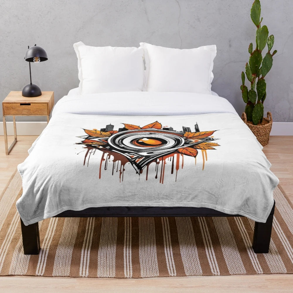 Autumn nature plush blanket featuring minimalist fall-inspired artwork